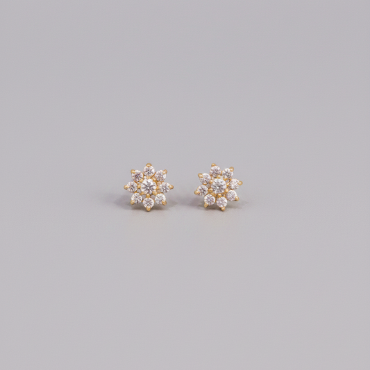 925 Silver Gold Plated Eight Petal Studs for Women | Floral Design