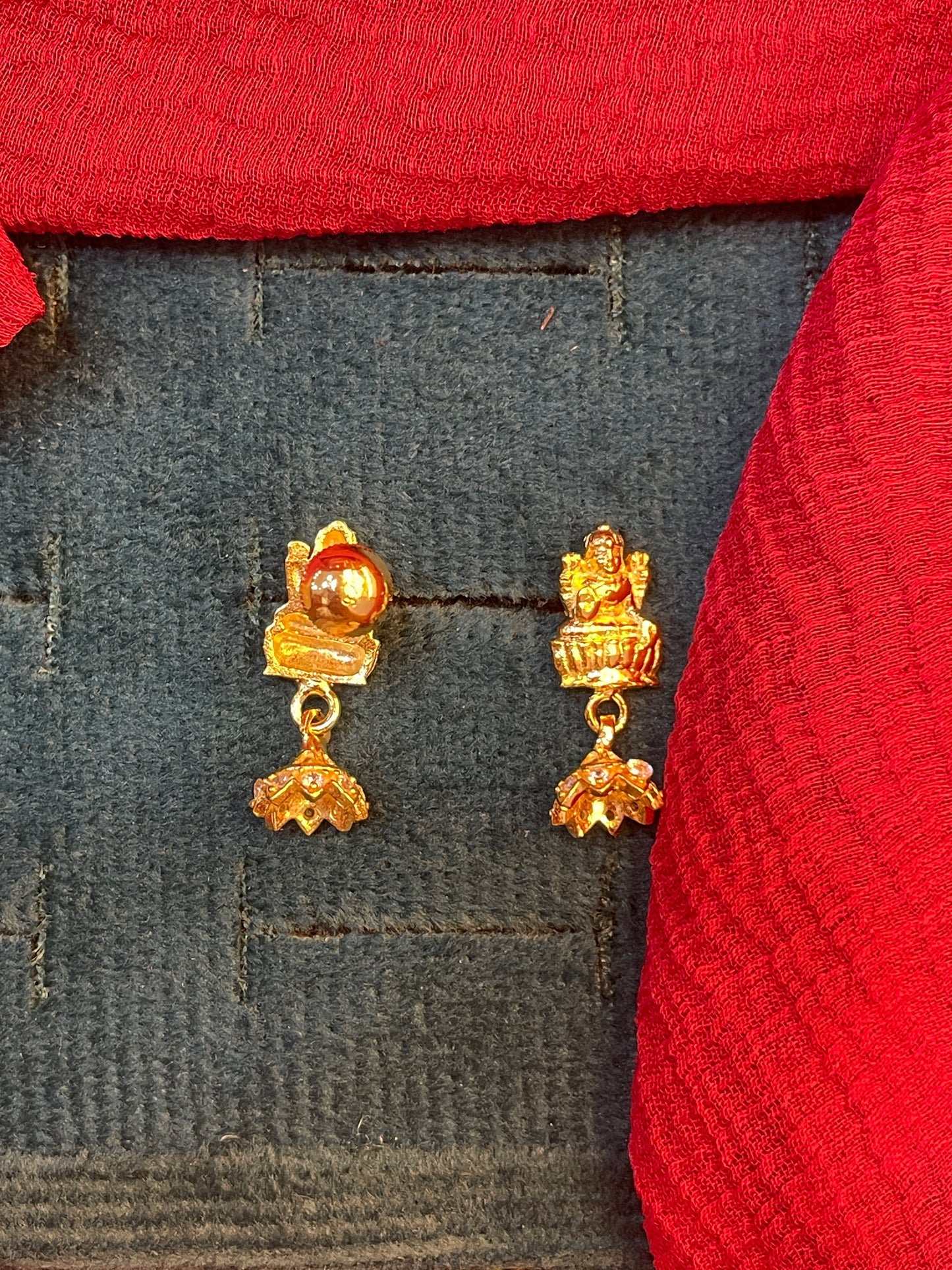 92.5 silver gold plated Lakshmi Devi jhumkas
