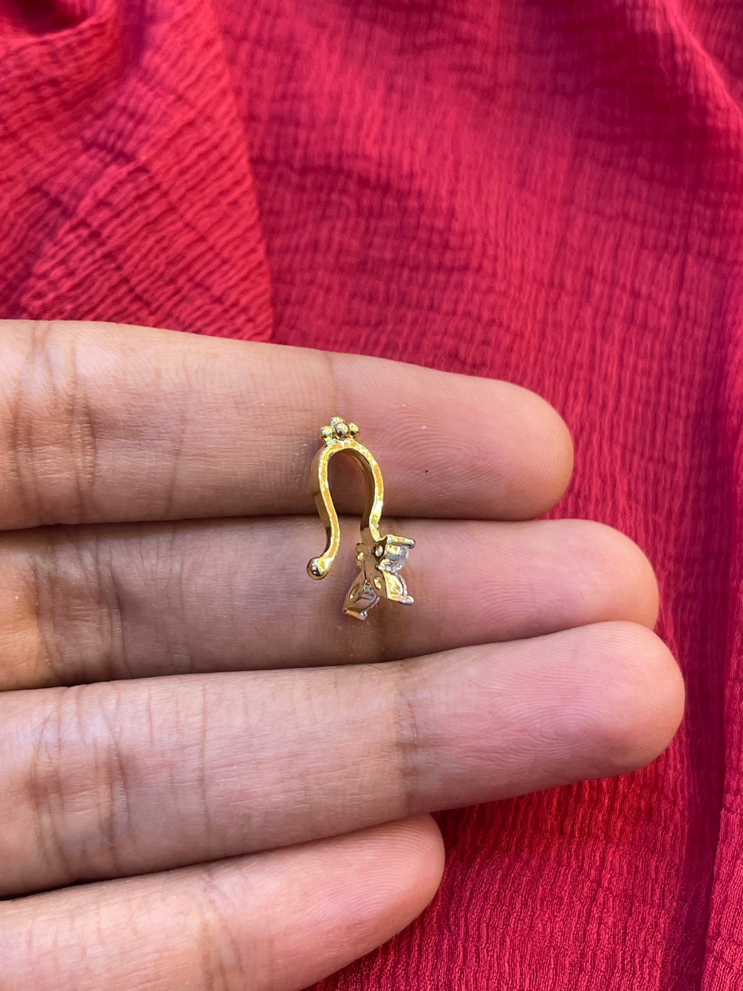 92.5 Silver Gold Plated Butterfly Press-On Bugadi for Women | Stylish Non-Piercing Ear Cuff | Ethnic Jewellery