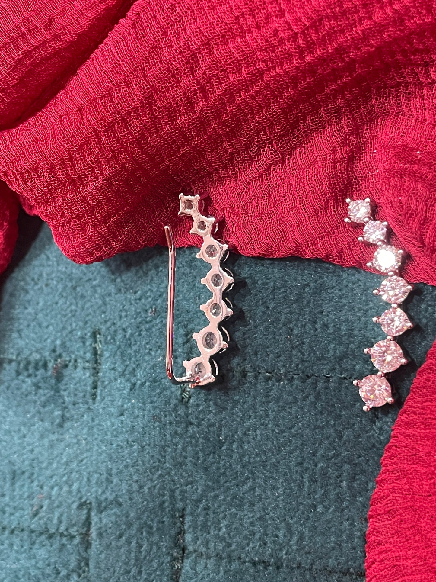 92.5 silver classy white stone earcuffs