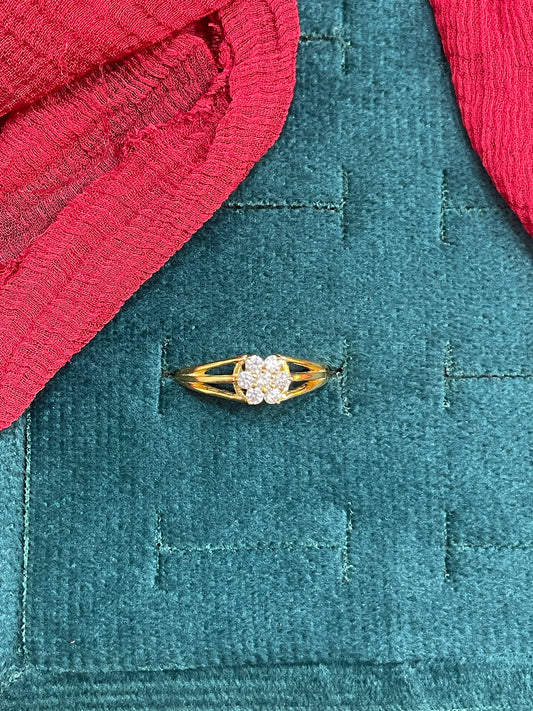 92.5 Silver Gold Plated White Stone Flower Ring for Women Size 12 | Elegant Floral Design | Stylish Jewellery