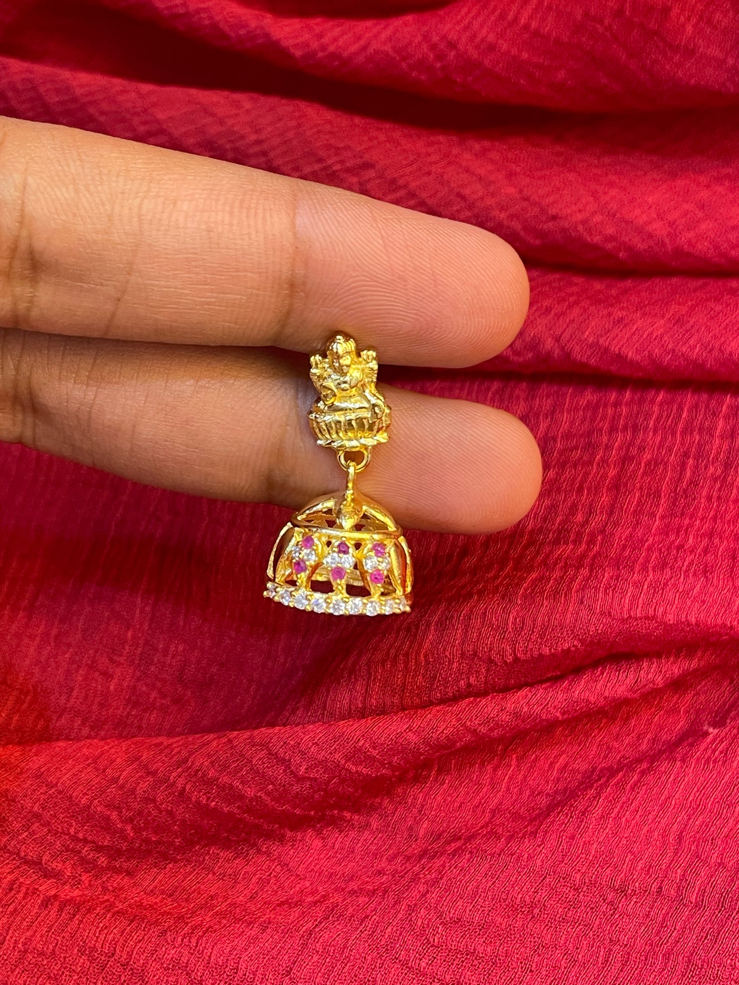 92.5 silver gold plated Lakshmi Devi earrings