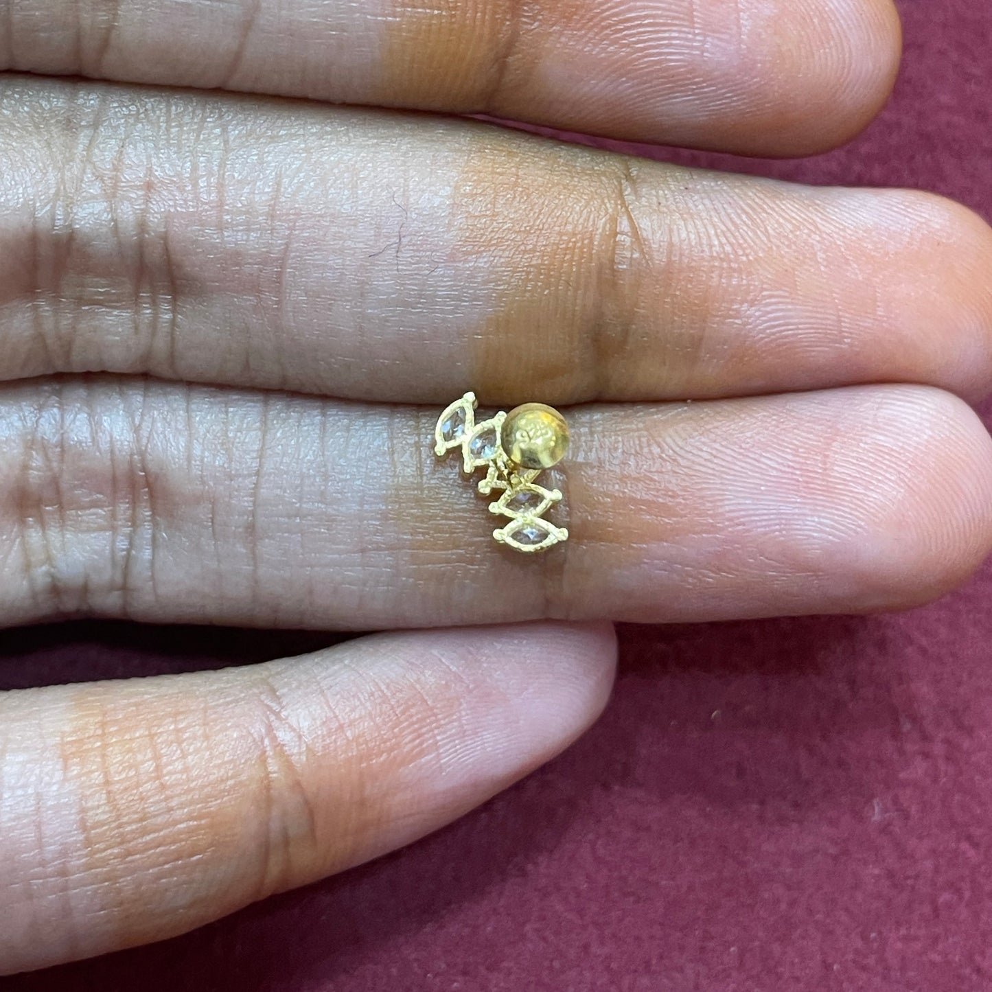 92.5 Silver Gold Plated Five Leaves Second Studs | Stylish Nature Design | Elegant Jewellery