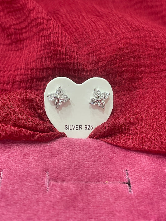 92.5 Silver Floral Stud Earrings | Stylish Elegant Design | Jewellery