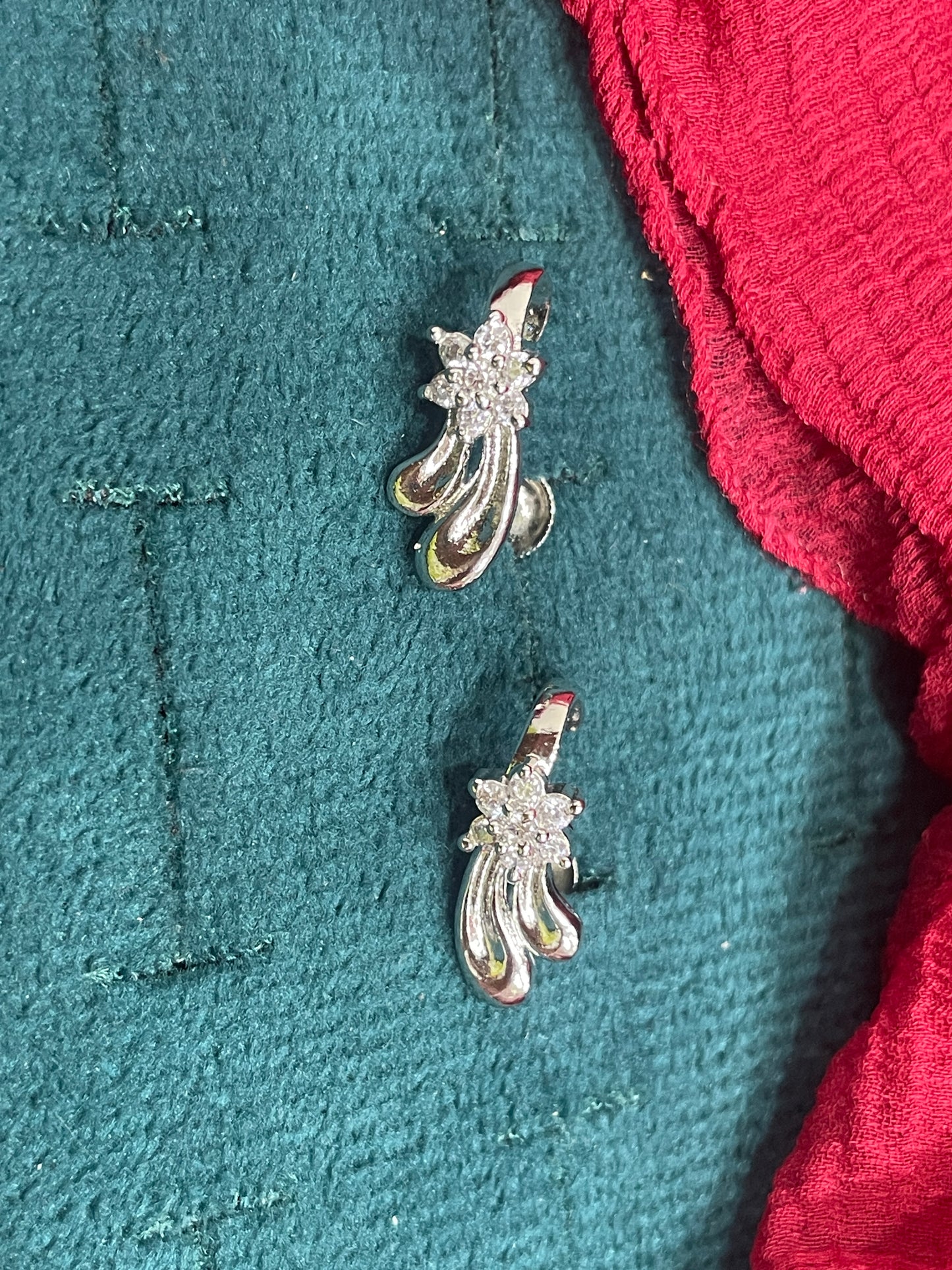 92.5 Silver CZ Flower J studs | Stylish Floral Cubic Zirconia Design | Elegant Jewellery