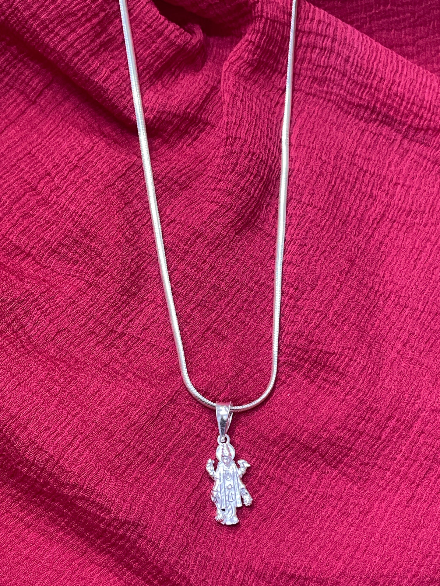 92.5 Silver Vishnu Murthy Design Pendant for Men & Women – Traditional Temple Style