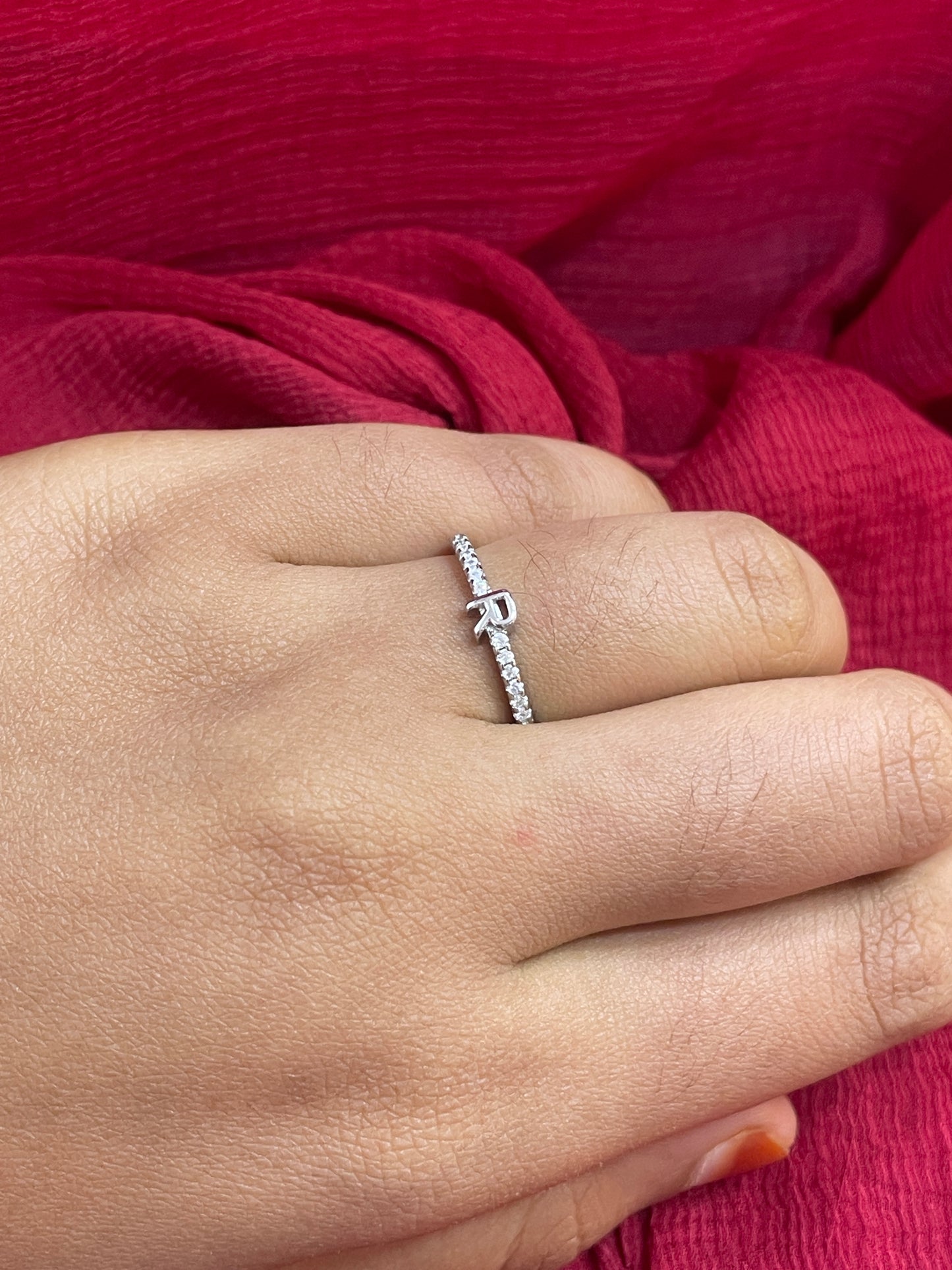 92.5 Silver R Letter Ring for Women Size 14 | Stylish Initial Design | Elegant Personalised Jewellery