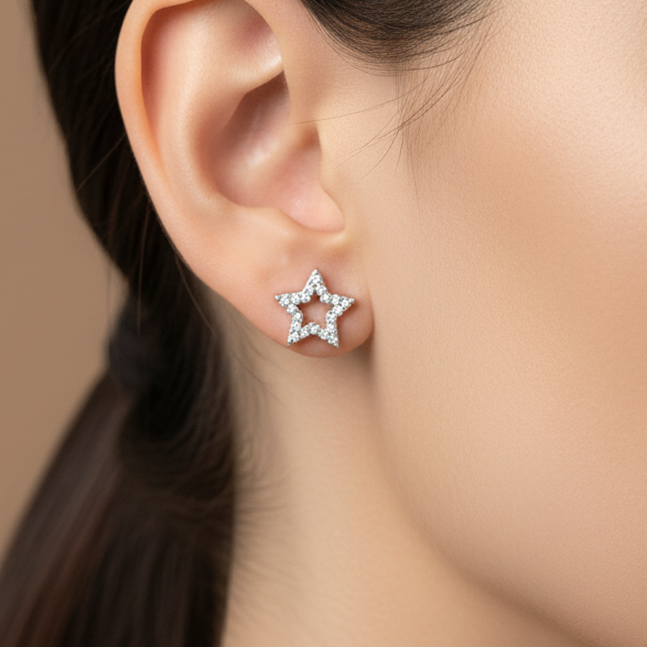 92.5 Silver Star Stud Earrings | Classy Celestial Design | Jewellery pair