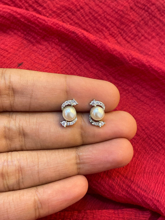 92.5 Silver Stylish Stud Earrings for Women | Elegant Minimal Design | Modern Jewellery