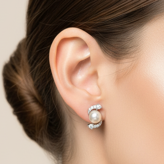 92.5 Silver Stylish Stud Earrings for Women | Elegant Minimal Design | Modern Jewellery pair