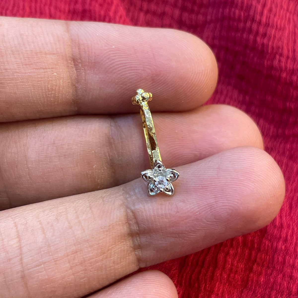 92.5 Silver Gold Plated Flower Press-On Bugadi for Women | Stylish Non-Piercing Ear Cuff | Ethnic Jewellery