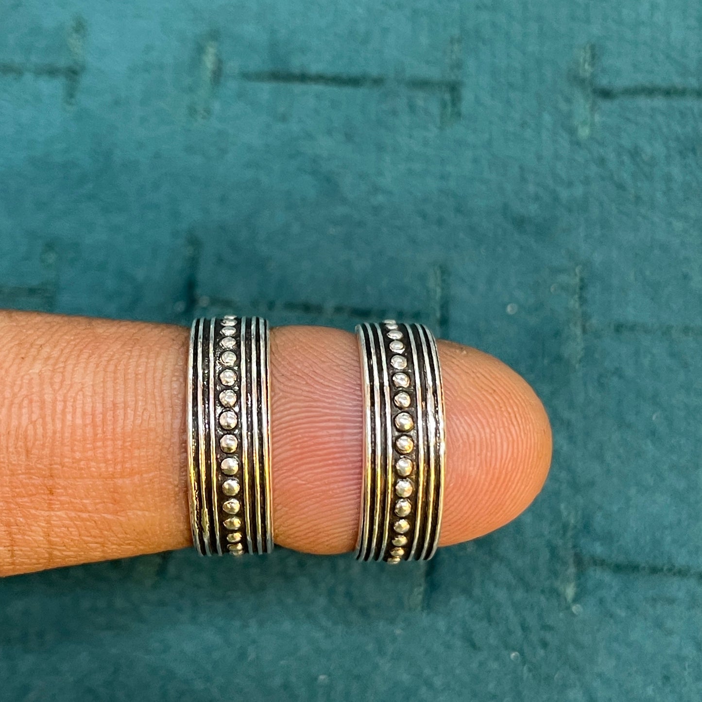92.5 Silver Oxidised Adjustable Toe Rings for Women | Classic Beaded Design