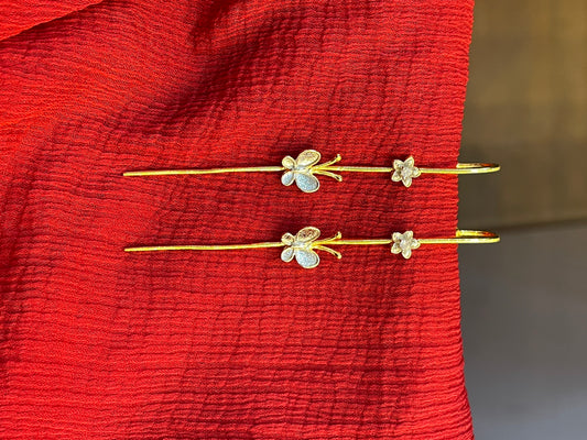 92.5 Silver Gold Plated Butterfly Ear Cuffs for Women | Stylish Nature-Inspired Design | Trendy Jewellery