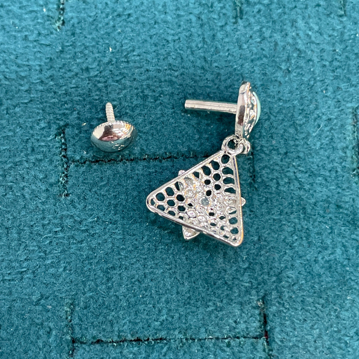 92.5 Sterling Silver Enamel Triangle Drop Earrings for Women pair