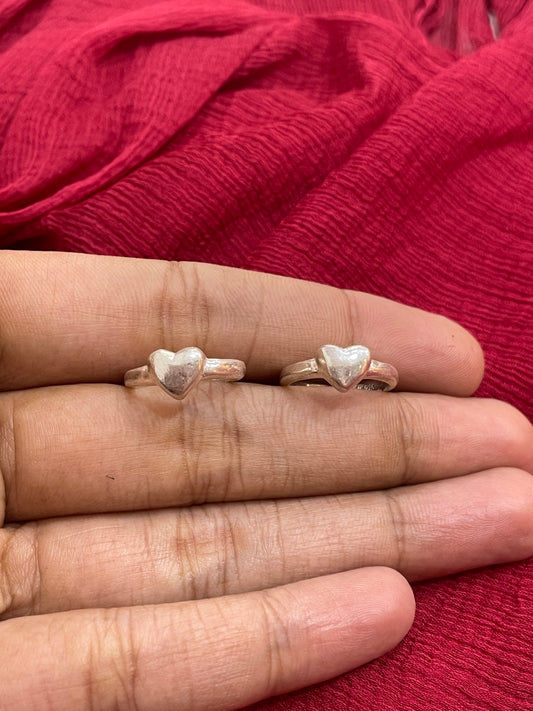 92.5 Silver Heart Toe Rings for Women | Stylish Cute Design | Adjustable Daily Wear Jewellery