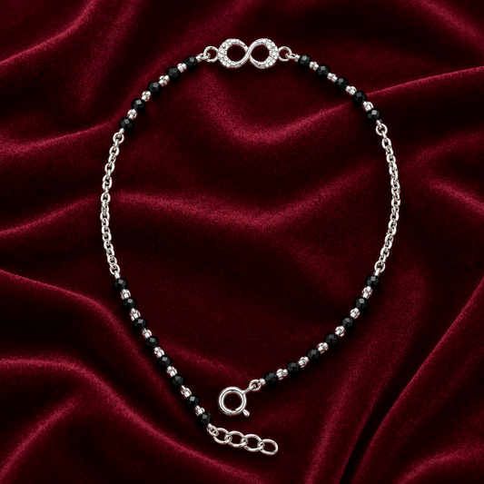 92.5 silver black bead bracelet
