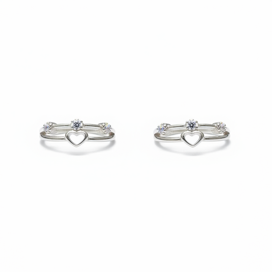 92.5 Silver Heart Toe Rings | Premium Romantic Design | Jewellery