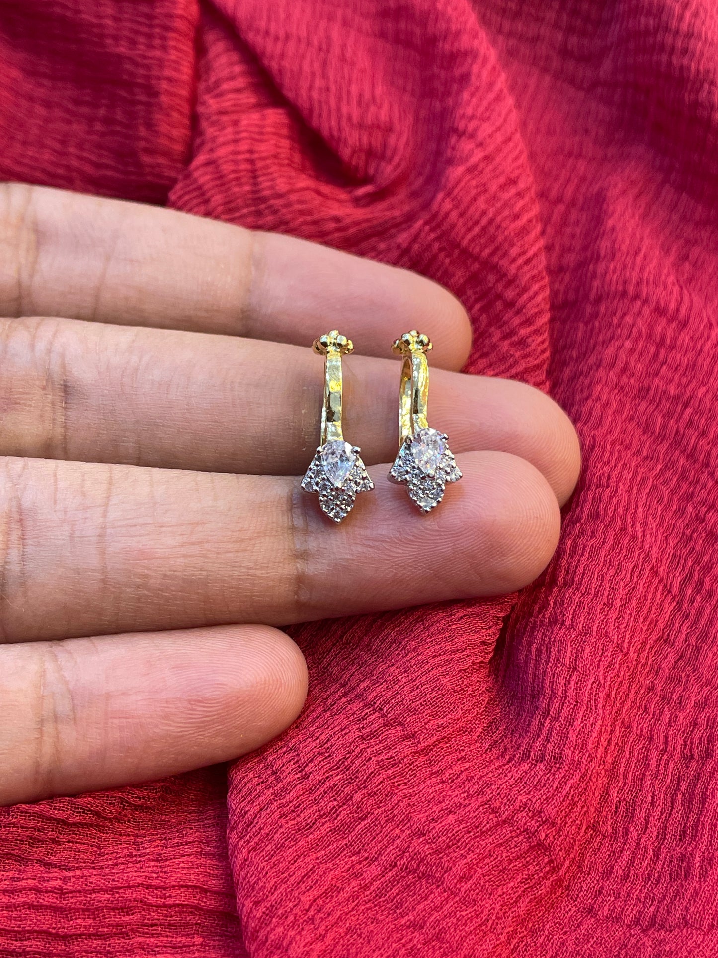 92.5 Silver Gold Plated Floral Press-On Bugadi for Women | Elegant Non-Piercing Ear Cuff | Stylish Jewellery