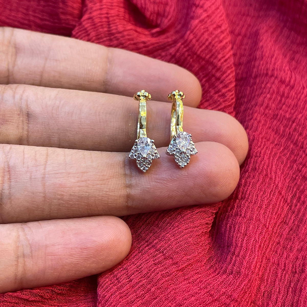 92.5 Silver Gold Plated Floral Press-On Bugadi for Women | Elegant Non-Piercing Ear Cuff | Stylish Jewellery