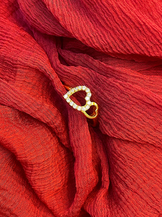 Gold Plated Silver Double Heart Ring Size 10