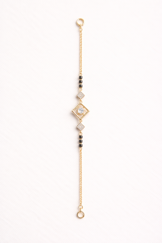 92.5 Silver Minimal Black Bead Bracelet | Elegant Simple Design | Jewellery