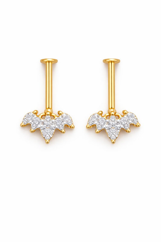 92.5 Silver Gold Plated Crown Bugadi Piar | Upper Ear Elegant Design | Jewellery