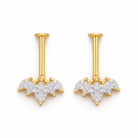 92.5 Silver Gold Plated Crown Bugadi pair | Upper Ear Elegant Design | Jewellery