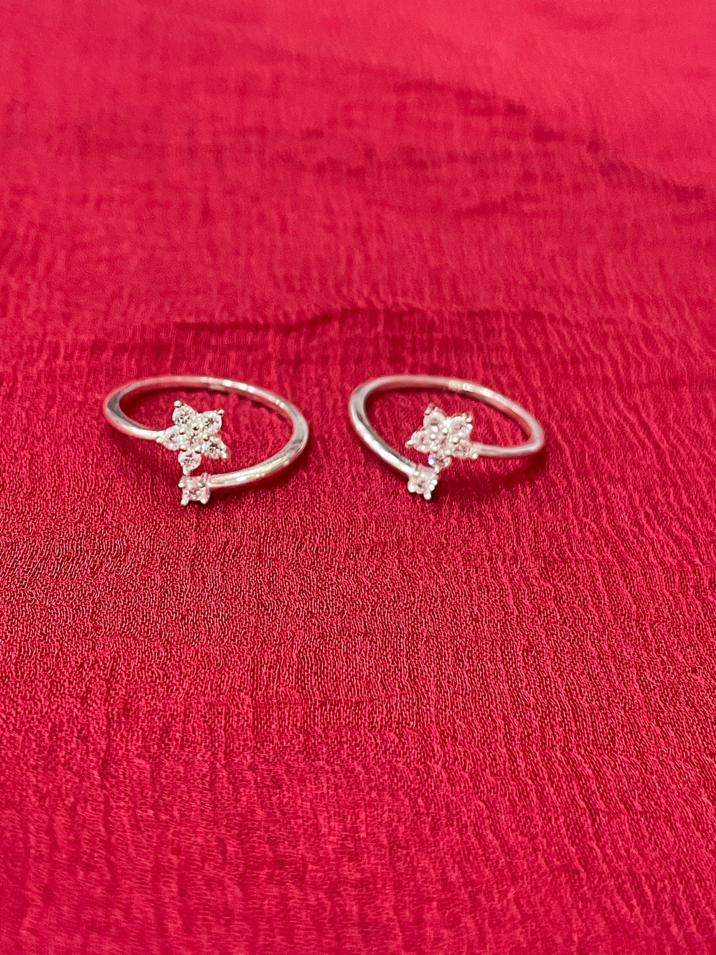 92.5 Silver White Stone Flower Toe Rings | Premium Floral Design | Jewellery