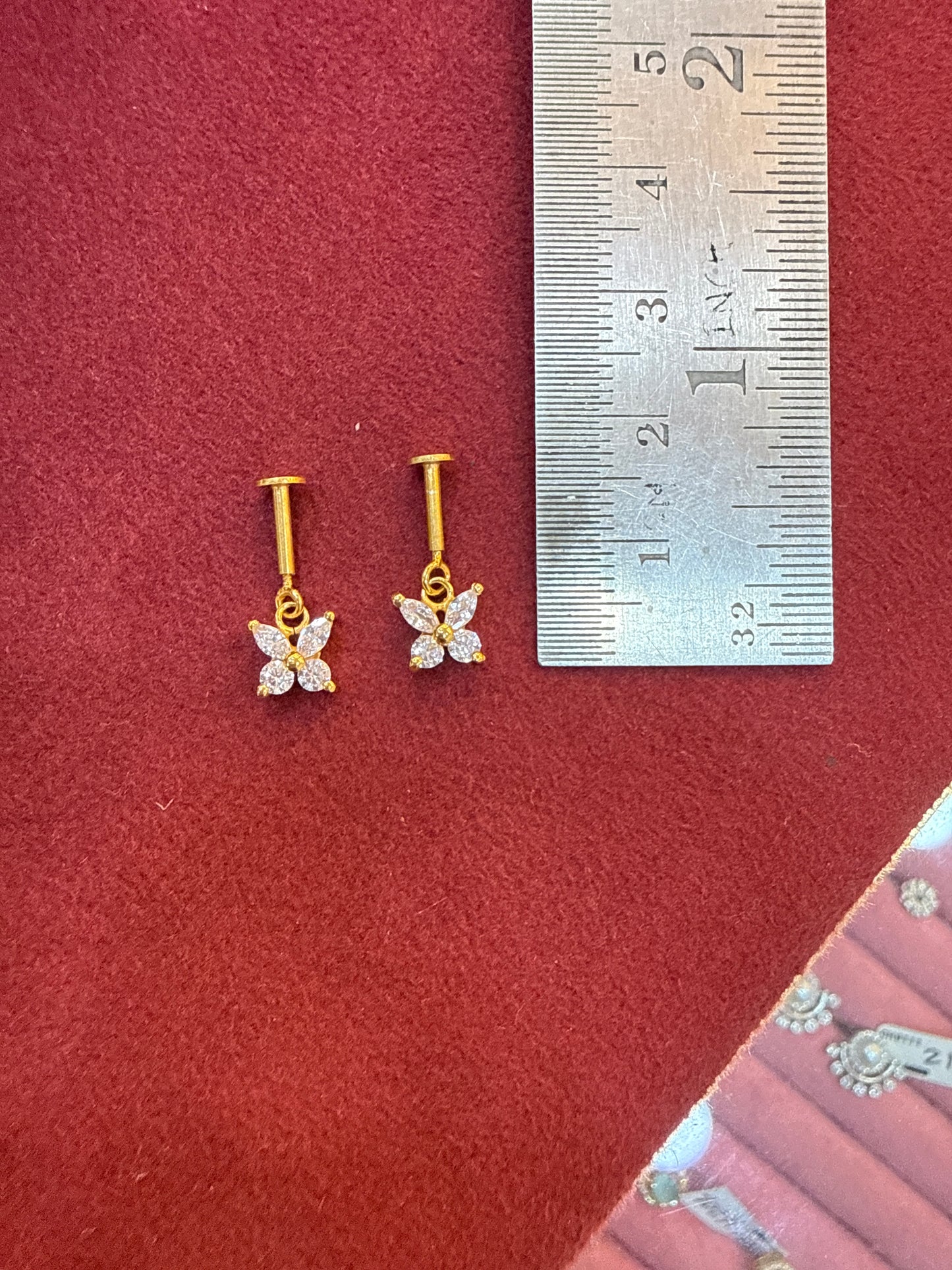 92.5 Silver Gold Plated Butterfly Hanging Bugadi Pair| Elegant Drop Design | Jewellery