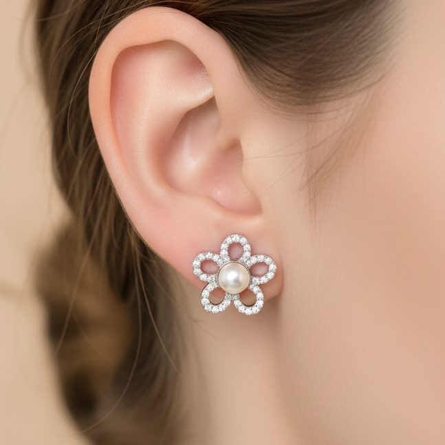 925 Silver Flower Studs