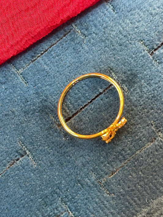 92.5 silver gold plated flower ring size 17