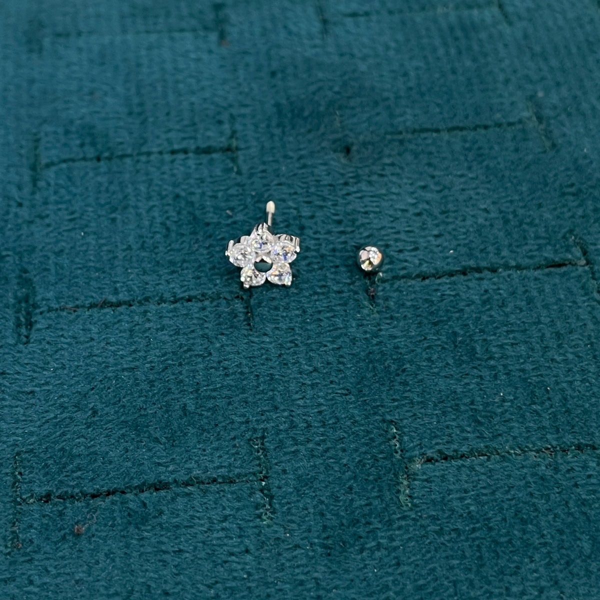 925 Silver 5 Petal Flower Studs - Ball back pair