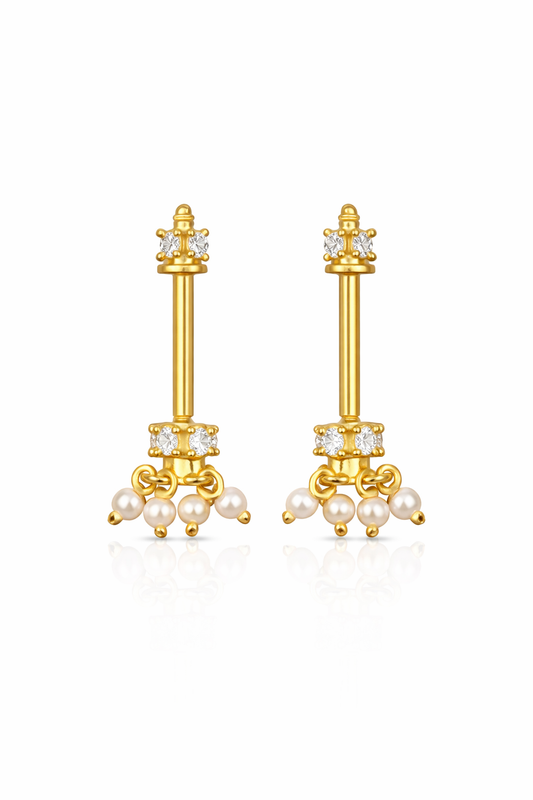92.5 Silver Mini Jhumki Bugadi (White) | Stylish Cute Design | Elegant Jewellery