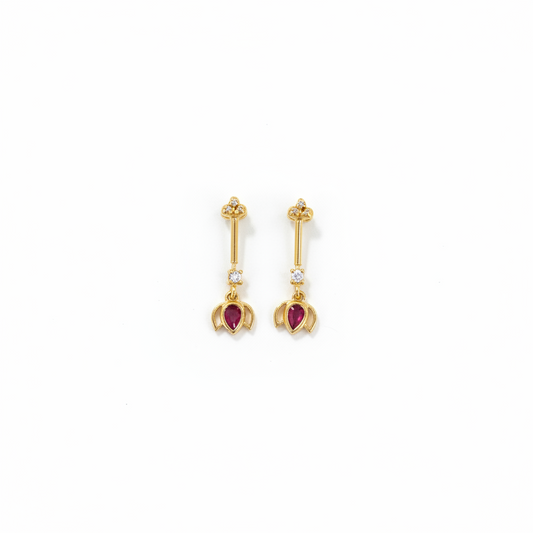 92.5 Silver Gold Plated Lotus Temple Bugadi - Pair