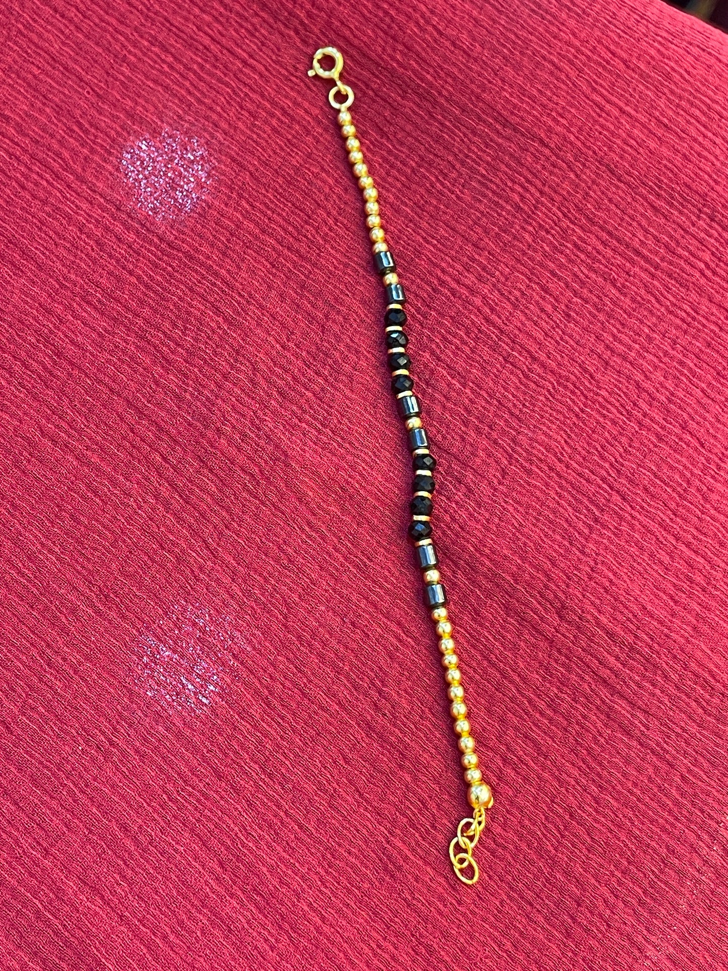 92.5 silver gold plated black beads kids anklets