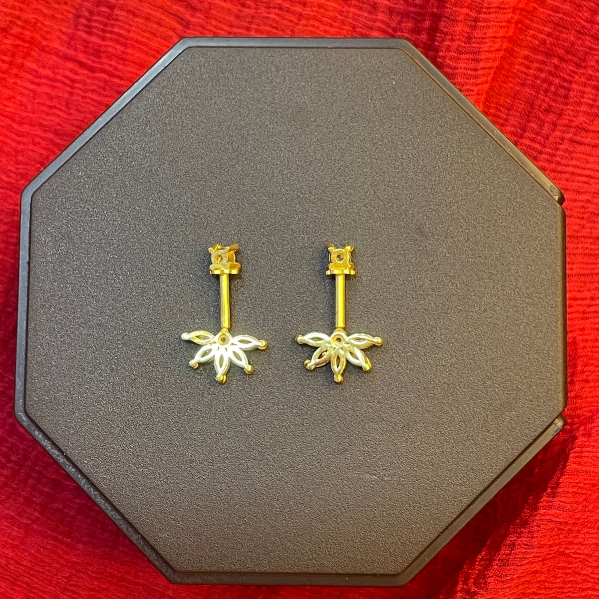 92.5 Silver Gold Plated Flower Bugadi - Pair