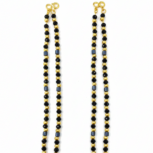 92.5 silver stylish gold plated black beads kids anklets