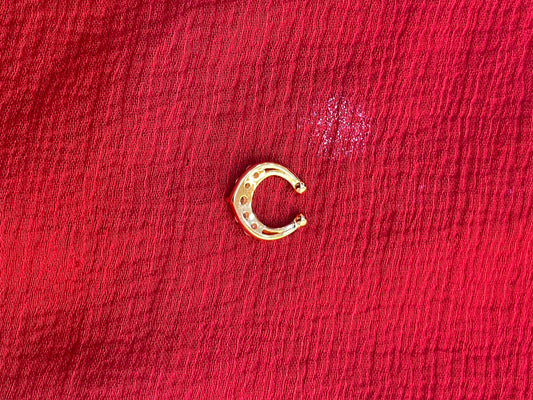 92.5 silver stylish gold plated white stone septum