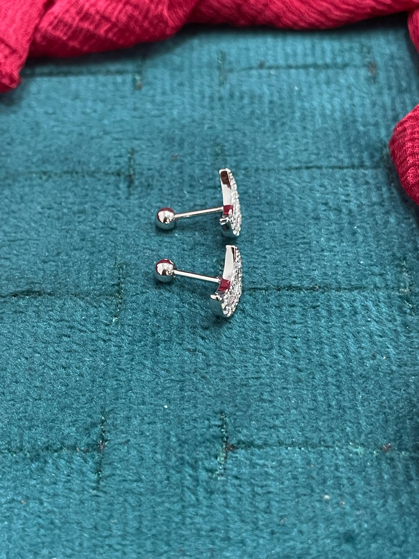 925 Silver Half Moon Studs- Ball back