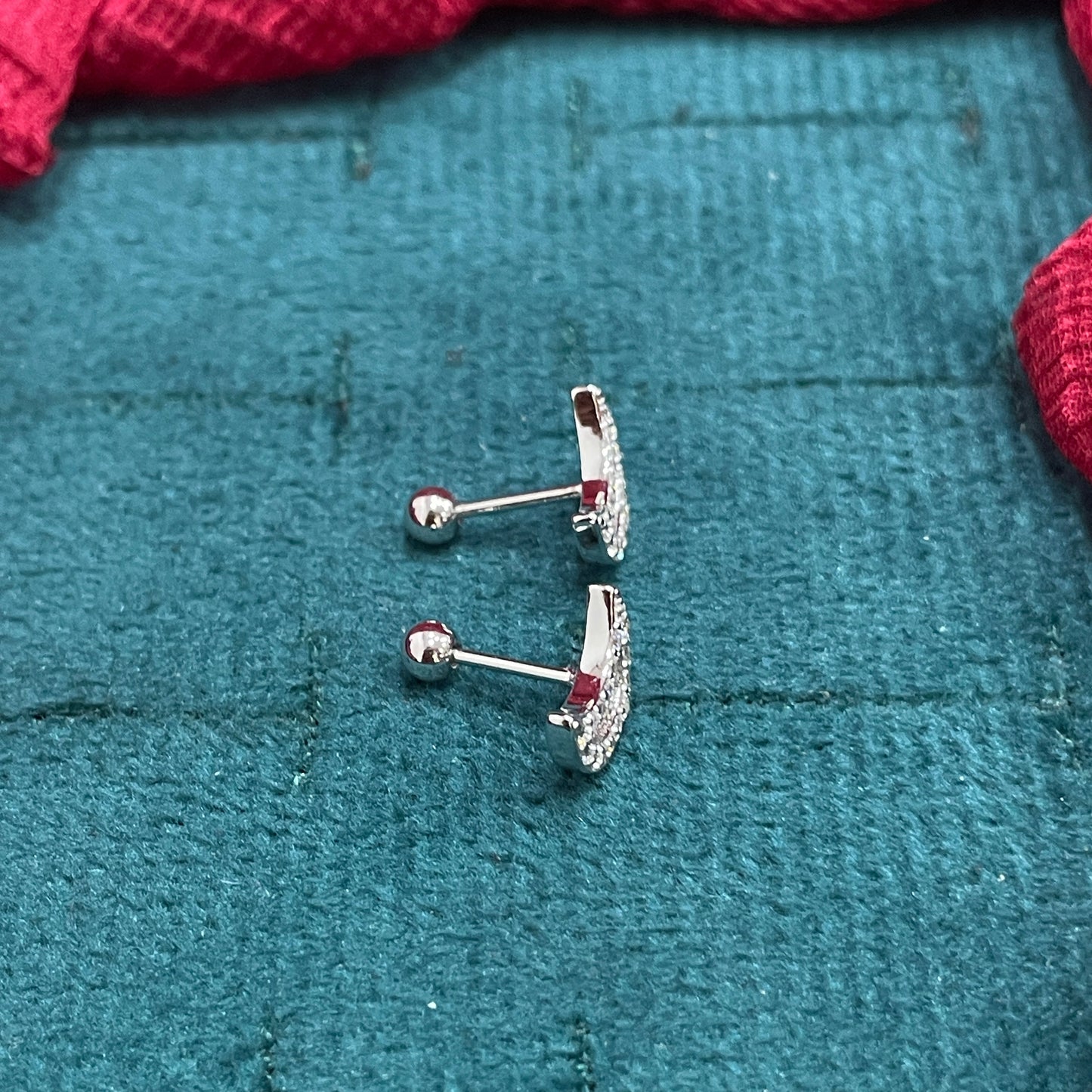 925 Silver Half Moon Studs- Ball back