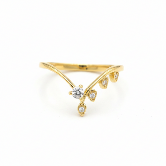 92.5 Sterling Silver Gold Plated Tiara Crown Finger Ring