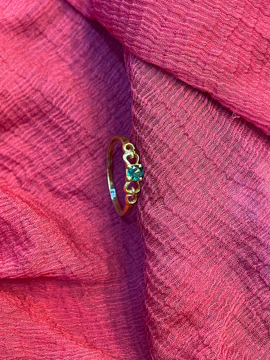 Gold Plated Silver Green Stone Ring