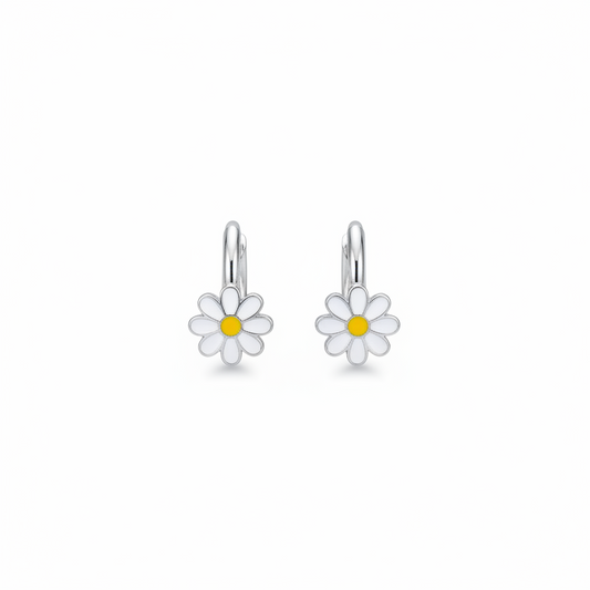 925 Silver Daisy Hoops