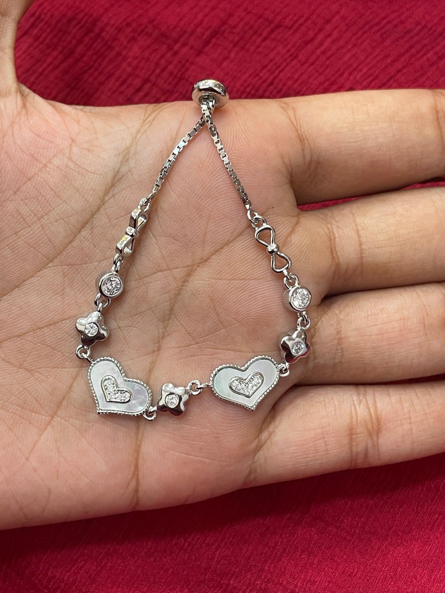 92.5 Silver Stylish Heart Bracelets for Women | Elegant Love Design | Trendy Jewellery Collection