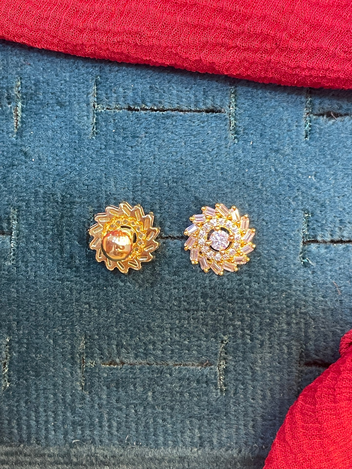 92.5 silver gold plated classy white stone earrings