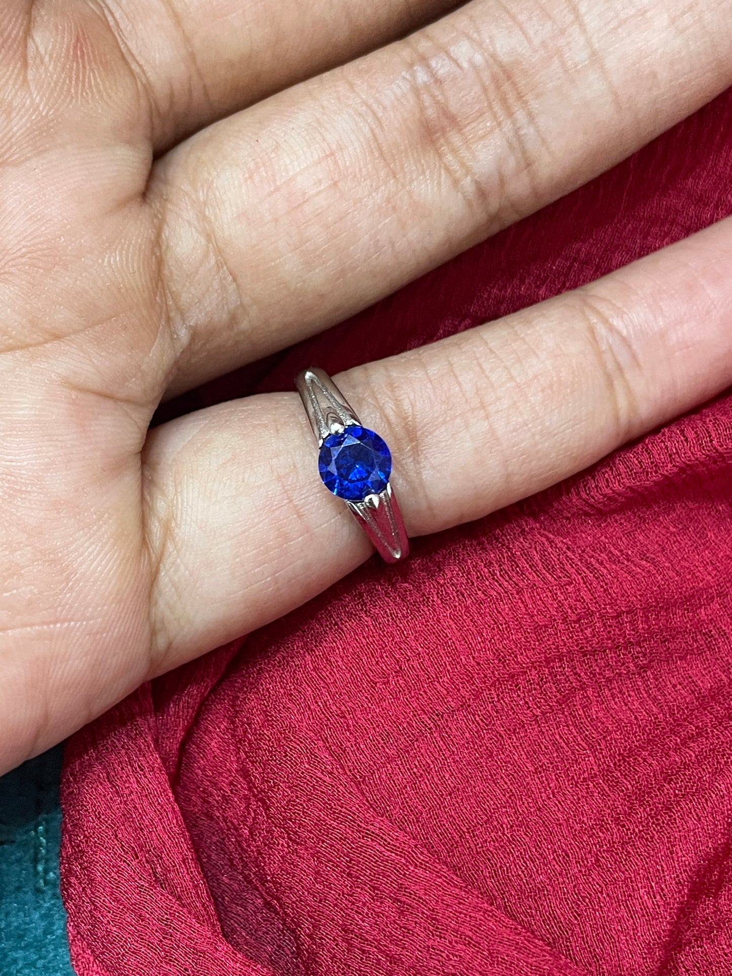 92.5 Silver Blue Stone Kids Ring | Adjustable Baby Ring for Girls & Boys | Elegant Color Design