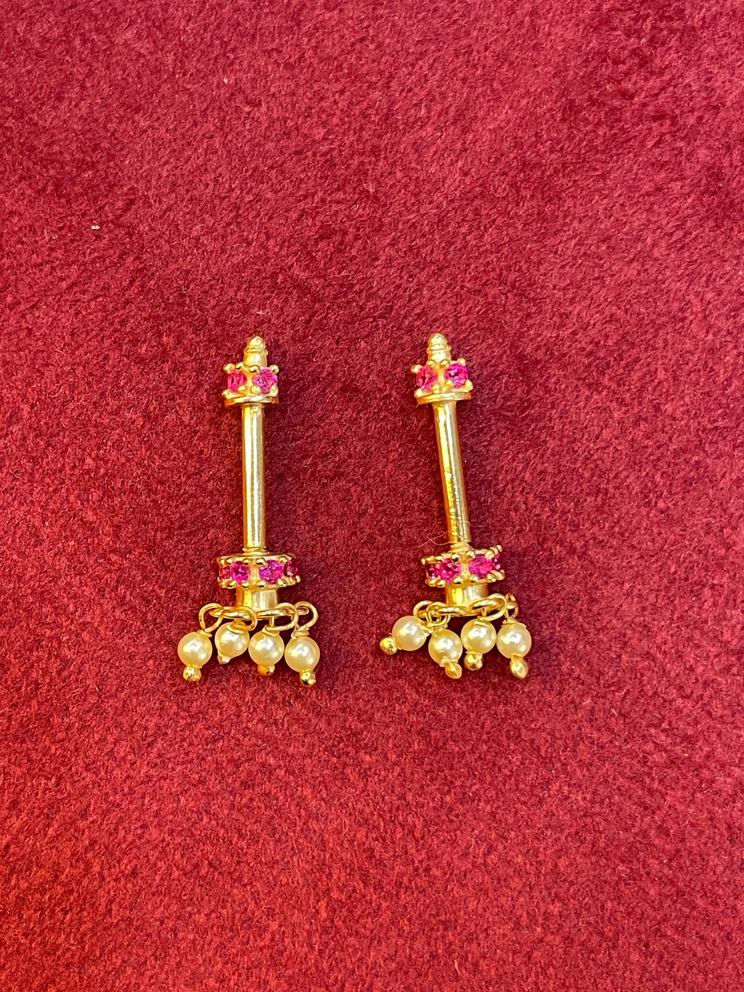92.5 Silver Mini Jhumki Bugadi (Red) | Stylish Traditional Design | Elegant Jewellery