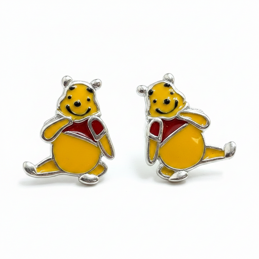 92.5 Silver Pooh Bear Inspired Earrings for Women & Kids | Cute Stylish Design | Trendy Jewellery