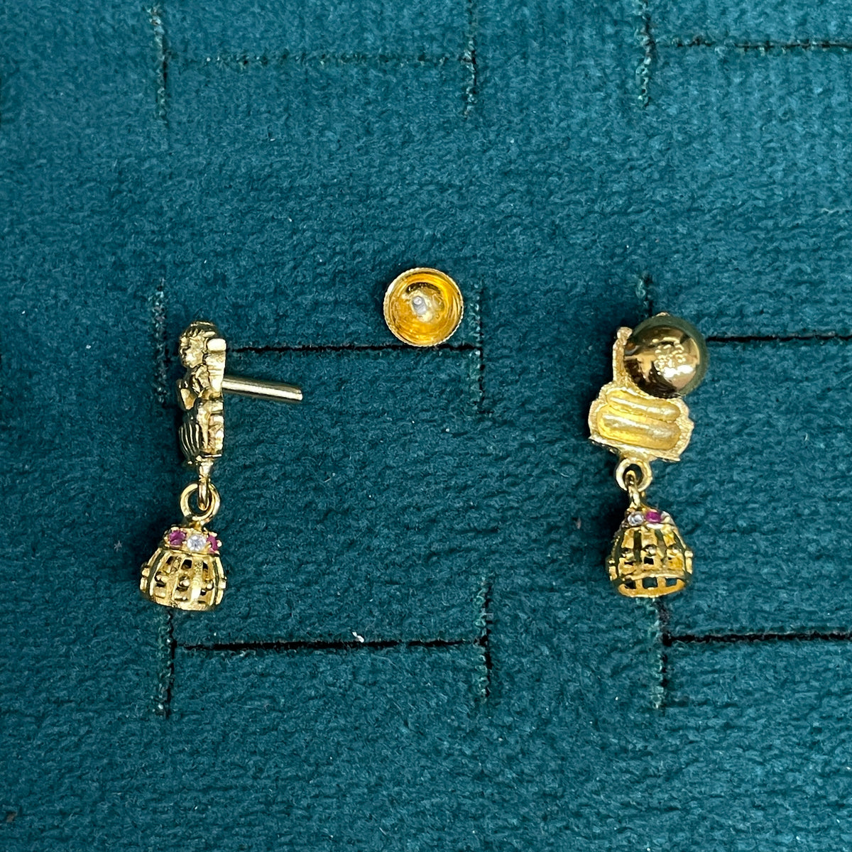 92.5 Sterling Silver Gold Plated Lakshmi Lotus Jhumka Earrings for Women