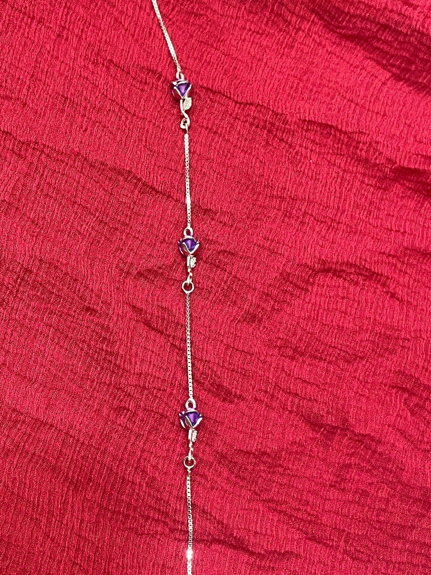 92.5 Silver Violet Rose Bracelet 8.5 Inches | Stylish Floral Design | Jewellery